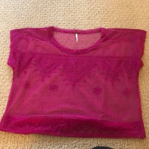 Free people pink mesh tee, size medium